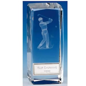 Golf Crystal Award Trophy – personalisierte Gravur – in Geschenkbox
