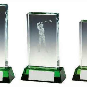 Golf Männer Glas Trophäe - Personalisierte Gravur - Geschenk boxed