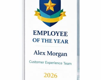 Personalised Crystal Glass Award | Colour Printed Trophy | Corporate Gift Boxed