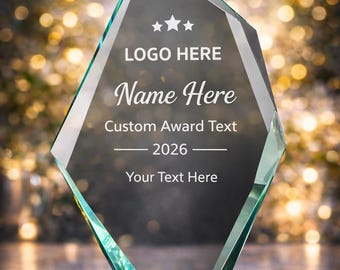 Prix personnalisé en verre de jade - Trophée de reconnaissance moderne gravé au laser dans un coffret cadeau
