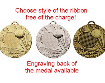 TENNIS MEDAL - Gold, Silver, Bronze- 50MM (2") - engravable