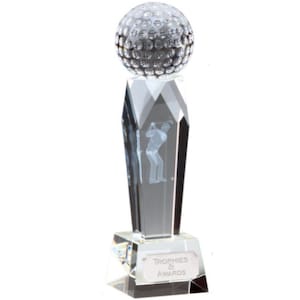 Golf Crystal Award Trophäe - Personalisierte Gravur - Geschenk Boxed