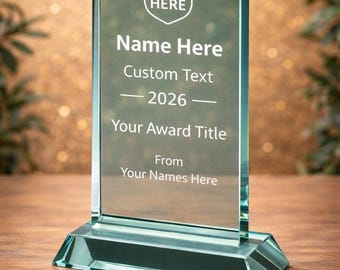 Prix personnalisé en verre de jade | Trophée gravé au laser