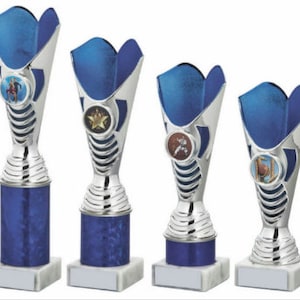 Blue Trophy Cup - Personalized Engraving - Custom Insert