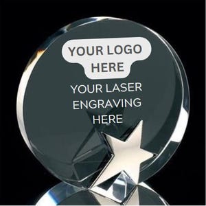 Star Crystal Circular Award - Personalized Engraving - Gift Boxed