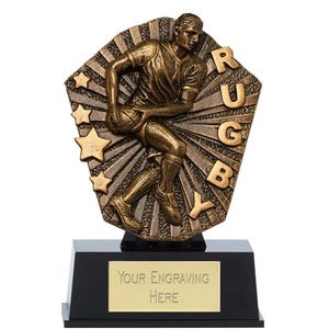 Rugby Male Trophy Award - Personalised Engraving - Custom Insert