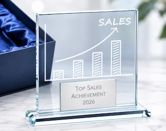 Premio de ventas de cristal personalizado / Trofeo de reconocimiento corporativo grabado / 16 cm