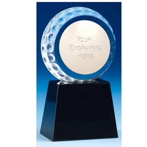 Golf Crystal Award Trophy - personalisierte Gravur - Geschenkbox