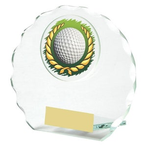 Golf Ball Jade Glass Award Trophy - Personalized Engaving