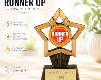 Gepersonaliseerde runner-up stertrofee – custom gegraveerde prijs 10 cm