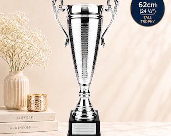 Coppa trofeo in metallo argentato / Premio di premiazione per il vincitore del campionato (62 cm)