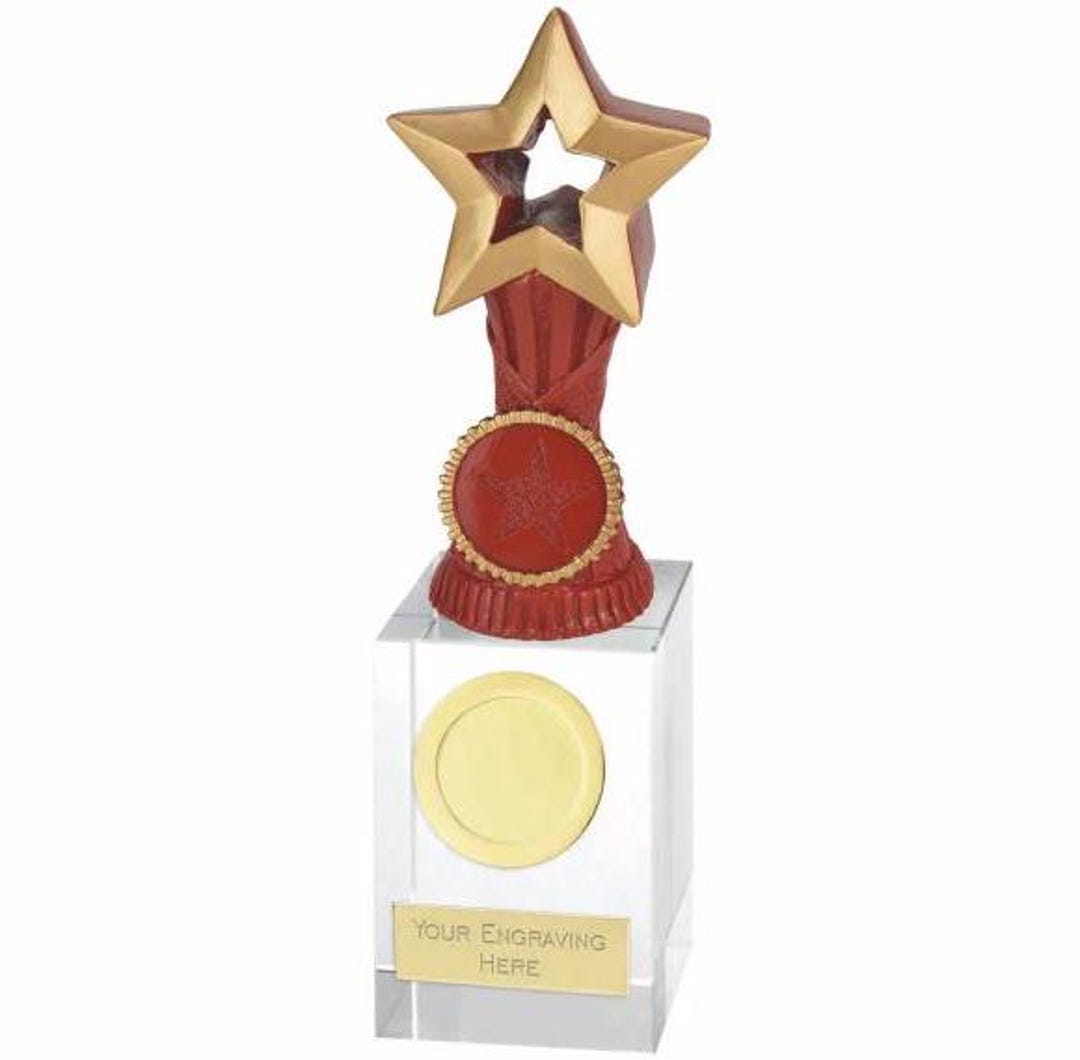 Red Star Award Crystal Base Personalized Engraving Custom Insert red-star-award-crystal-base-personalized-engraving-custom-insert