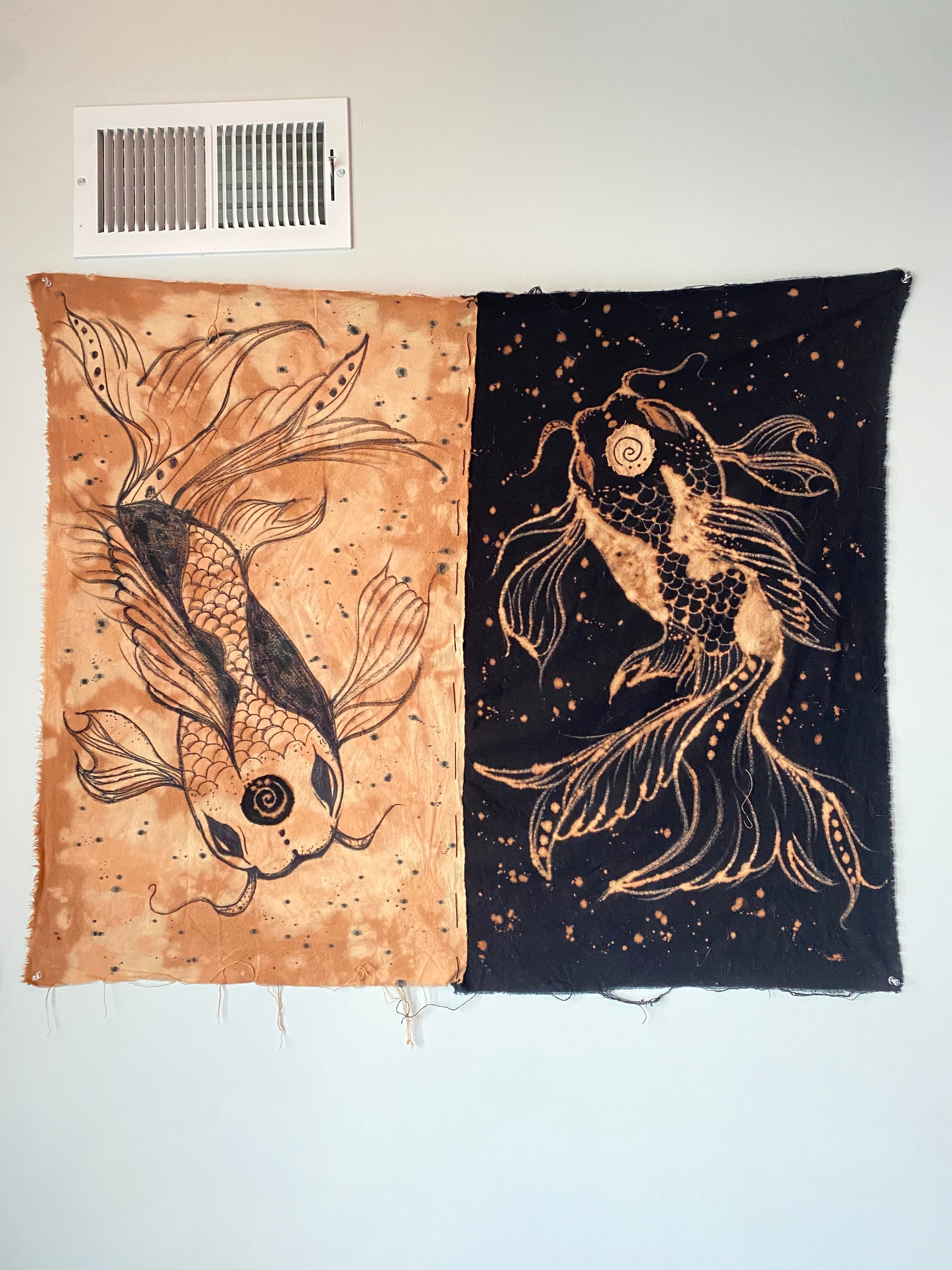Yin yang koi fish tapestry clearance