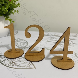 Wooden table numbers with stands for a wedding table or acrylic table numbers with a holder for wedding table decoration, rustic wedding