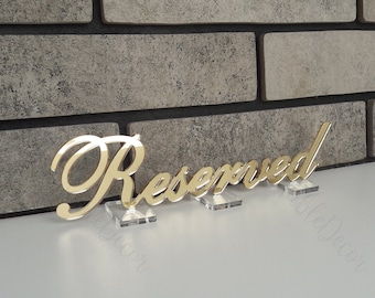 Reserved Acrylic Sign, Wedding Reserved Seating Sign, Personalized Table Sign, Ceremony Decor, Reception Reserved Sign, Wedding Decoration