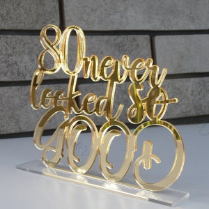 Freestanding Happy Birthday sign table decoration, Happy Birthday table sign custom anniversary table sign, mirror letters table sign decor