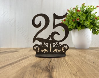 Wedding Table Numbers with Stand | Rustic Wooden or Acrylic Table Numbers | Laser Cut Wedding Reception Decor | Custom Table Number Signs