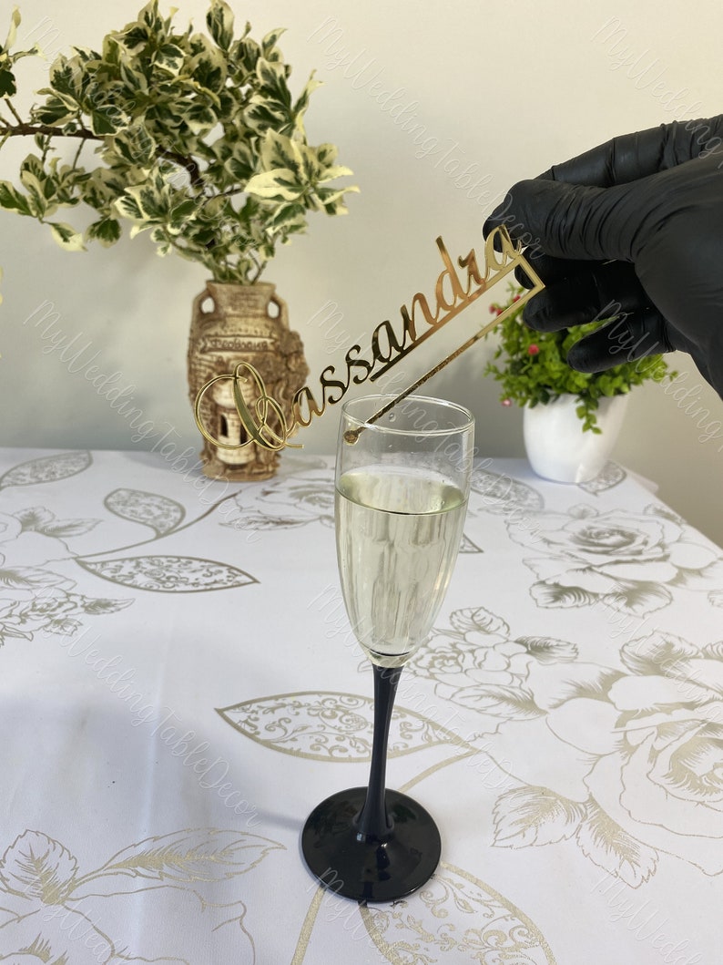 Custom Wine Glass Charms Wedding Drink Markers Guests Names Etsy