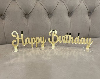 Happy Birthday table decoration, happy birthday table sign custom happybirthday table sign, mirror letters table sign,freestanding sign gift
