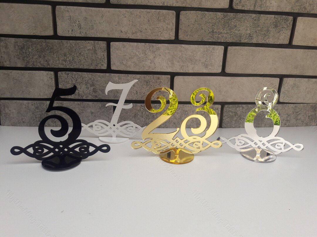 Gold Table Numbers for Wedding Large 5 Table Numbers Personalized Black ...