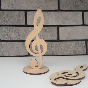Signo de clave de sol independiente hecho de madera contrachapada lijada de calidad, adorno para colorear, un gran regalo para amantes de la música y conocedores de la belleza