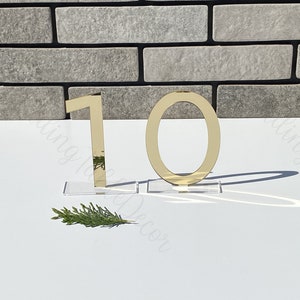 Table numbers, gold mirror table numbers, modern table numbers, wedding party decoration, table number, mirror table wedding table decor