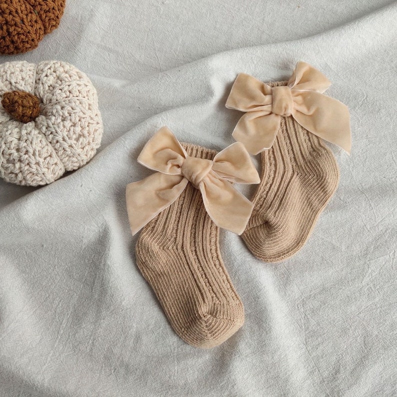 Velvet Bow Ankle Toddler Socks Baby Girl Cotton Socks Etsy
