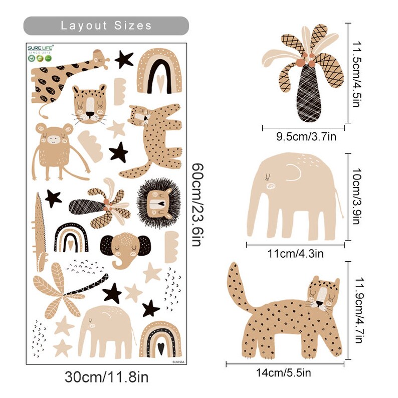 Boho Safari Nursery Decals Jungle Animals Wall Decal Safari Etsy