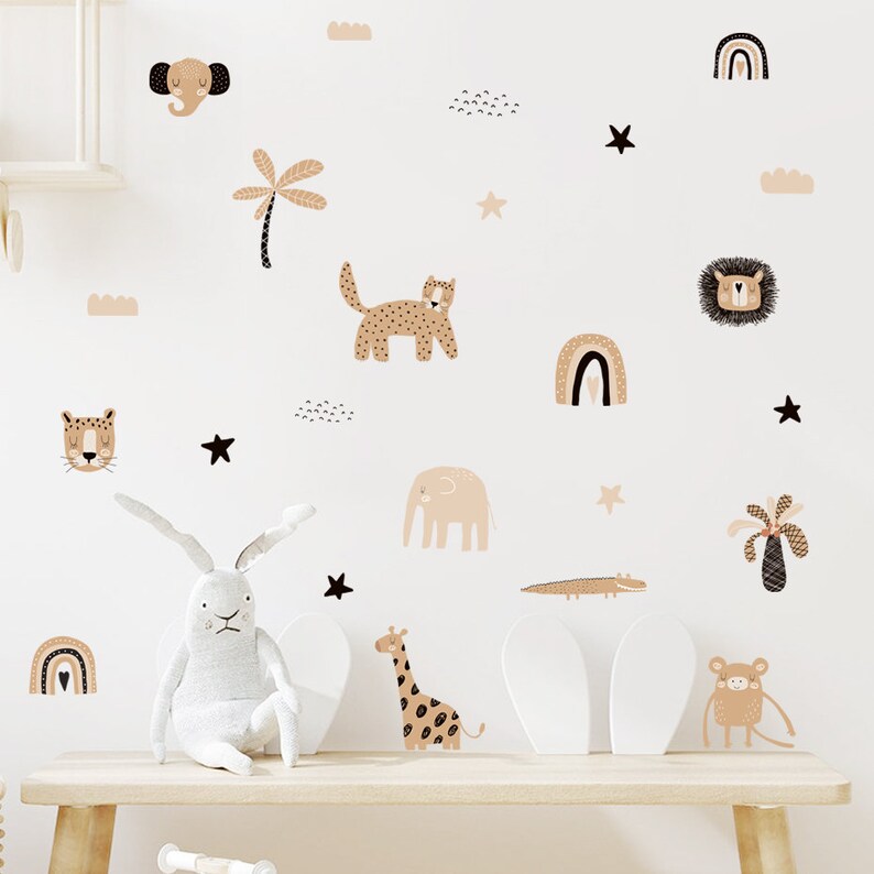 Boho Safari Nursery Decals Jungle Animals Wall Decal Safari Etsy