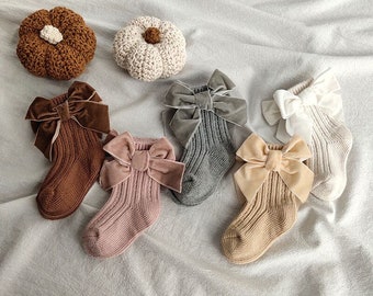 Velvet Bow Ankle Toddler Socks , Baby Girl Cotton Socks, Toddler Modern Baby Socks, Fall Baby Clothes ,Baby Girl Winter Stockings