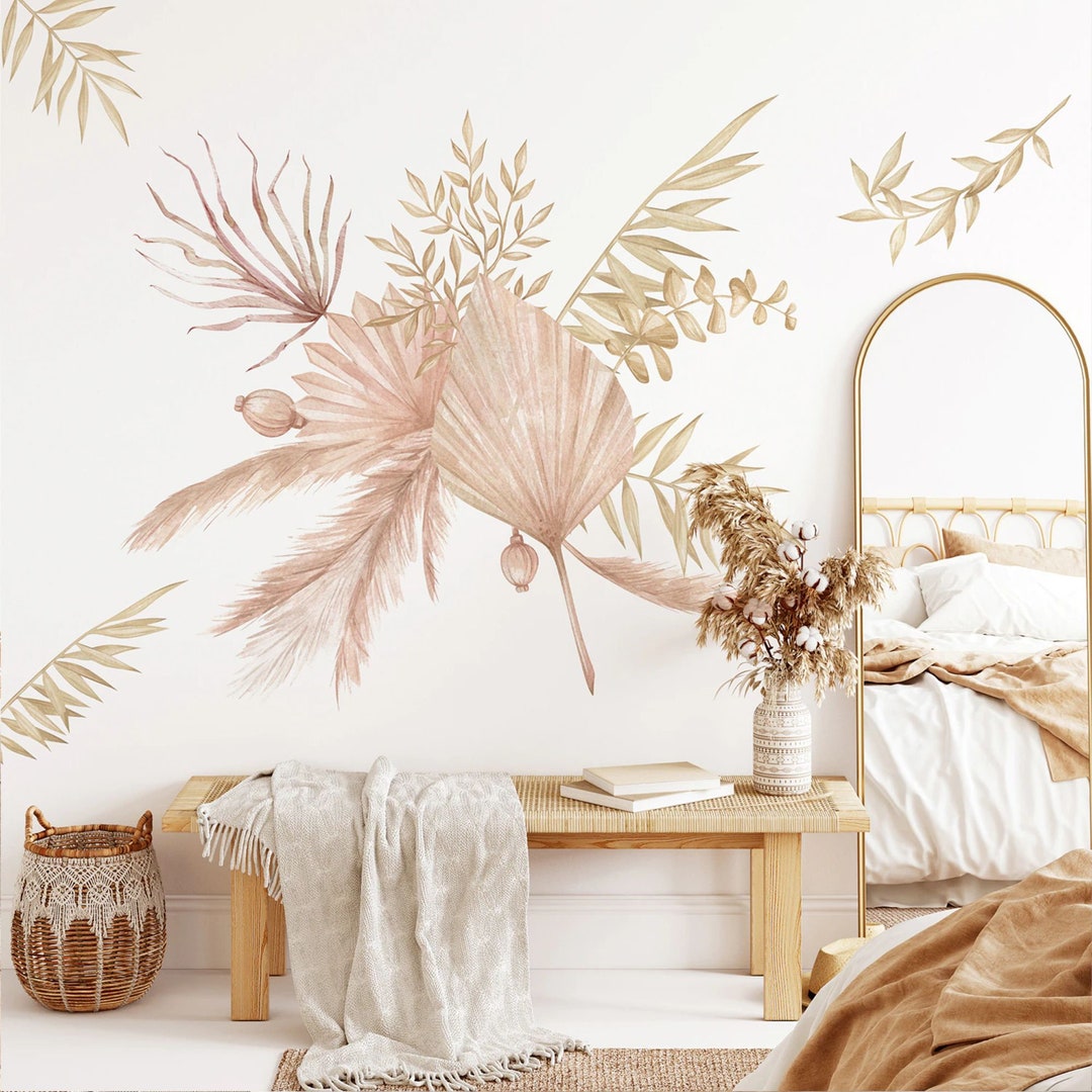 Boho Leaves Wall Decals for Kids Room Botanical Wall Decals Etsy