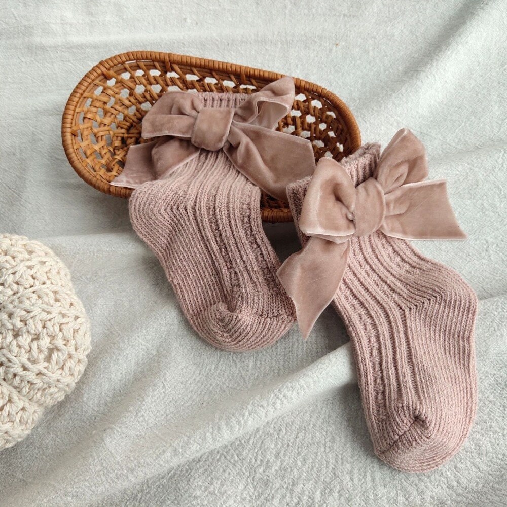 Velvet Bow Ankle Toddler Socks Baby Girl Cotton Socks Etsy