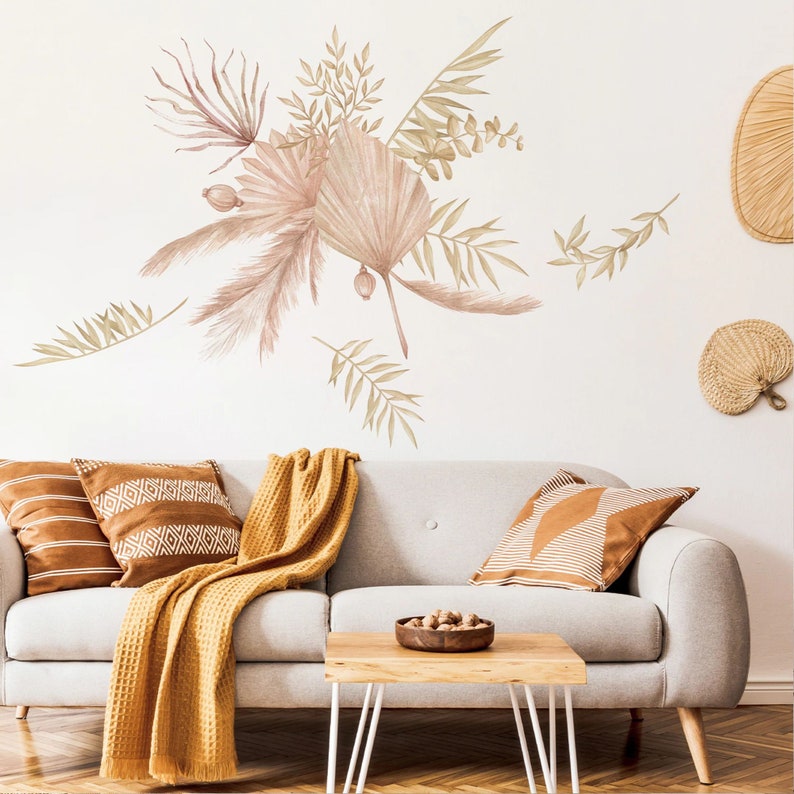 Boho Leaves Wall Decals for Kids Room Botanical Wall Decals Etsy