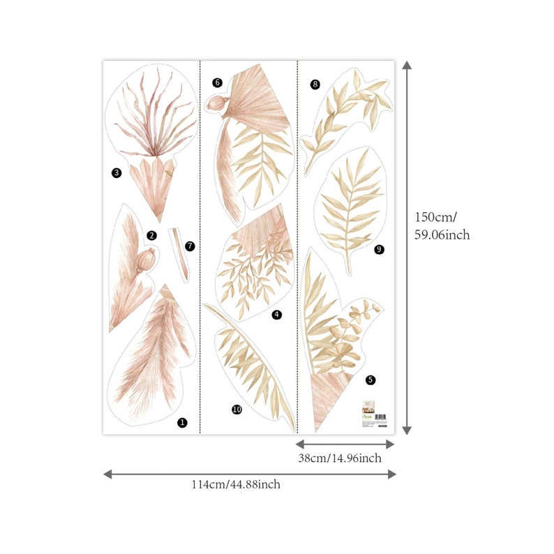 Boho Leaves Wall Decals for Kids Room Botanical Wall Decals Etsy