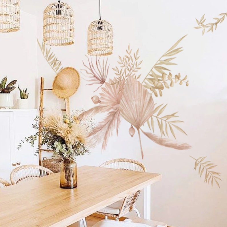 Boho Leaves Wall Decals for Kids Room Botanical Wall Decals Etsy