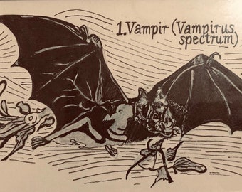 The Vampire Bat by Glamour Bat Goddess/Signed & Framed Print/Postcard Size