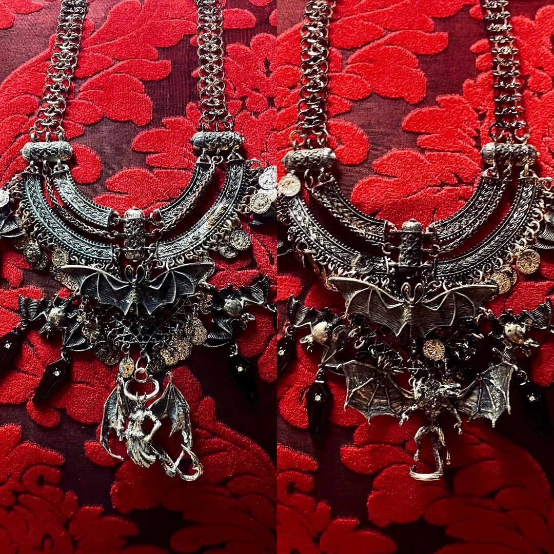 The Bat Goddess & the Bat God Hand Painted Necklaces With Etsy