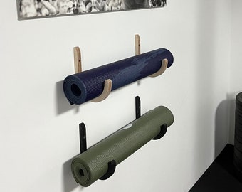 Soporte para esterilla de yoga - soporte de pared para esterilla de gimnasia | Soporte para colchoneta deportiva | Almacenamiento de tapetes | Estera de gimnasia | Gancho para colchoneta deportiva