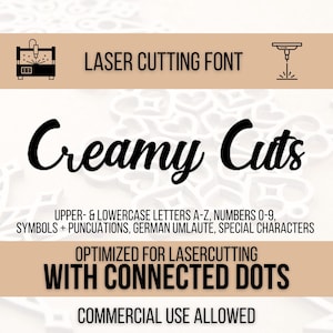 Lasercutting Font - connected dots and letters, no manual rework necessary, plotter font, connected font, laser font, wedding font + licence