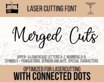 Laser cutting font - connected dots and letters, no manual rework necessary, plotter font, connected font, laser font, wedding font + license
