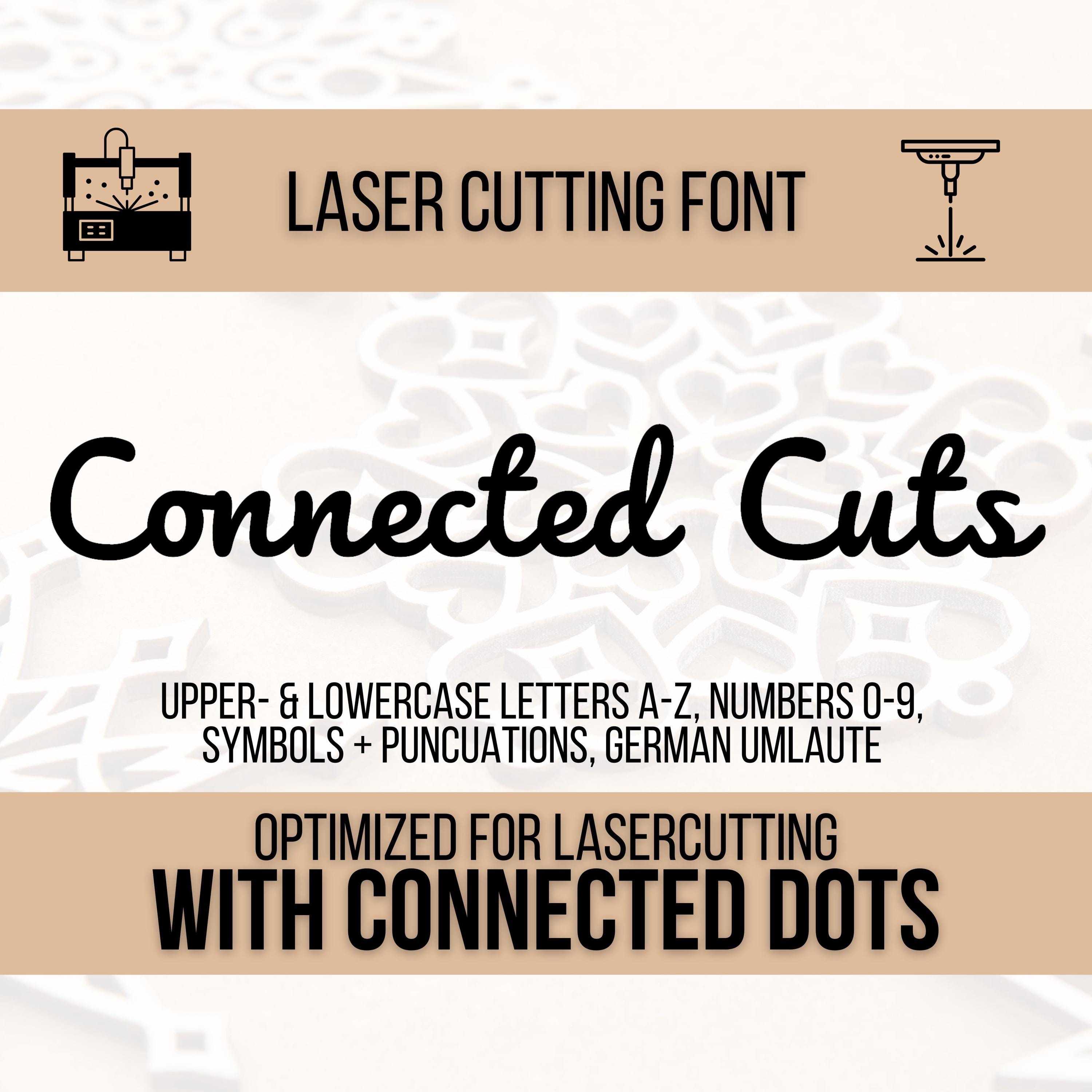 Laser cutting font - connected dots and letters, no manual rework necessary, plotter font, connected font, laser font, wedding font + license