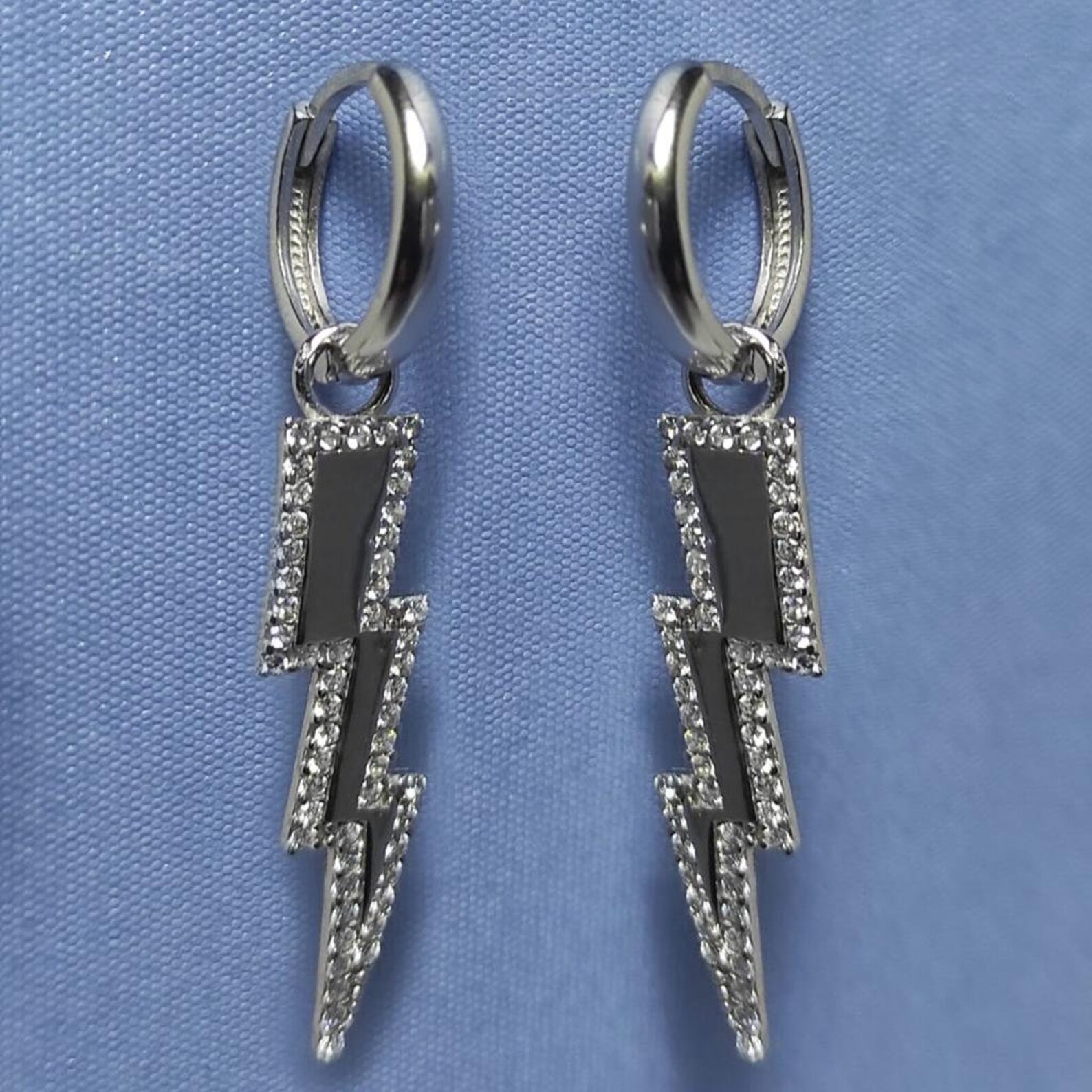 Silver Lightning Bolt Earrings Gift for Women Silver Etsy