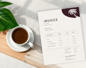 Minimalist Invoice Digital + Printable Template for Small Business – Modern, Editable Boho-Inspired Client Invoice for Services