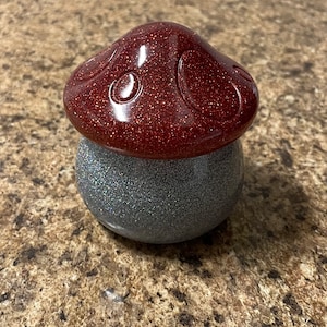 Handmade Glitter Mushroom Trinket Box ~ Jewelry Box ~ Household Decor
