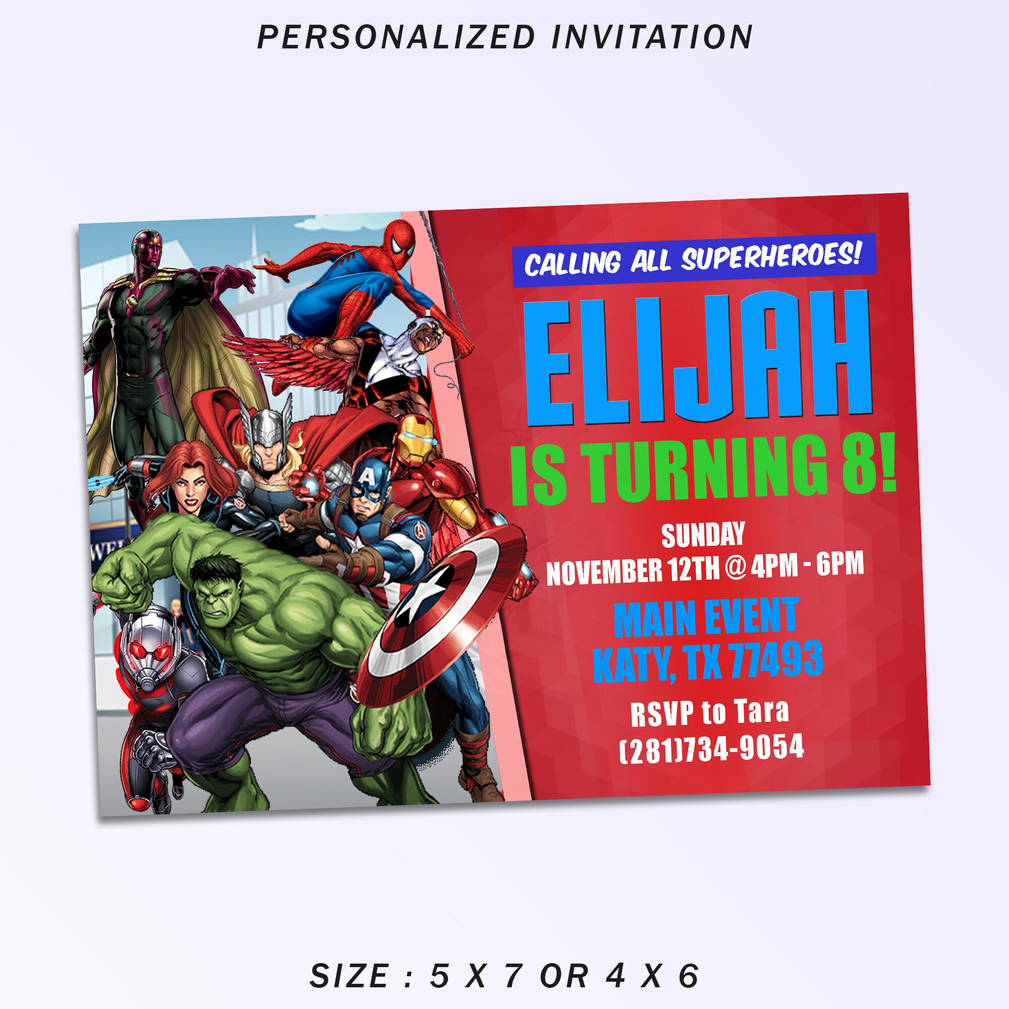 Invitation avengers fête danniversaire Etsy