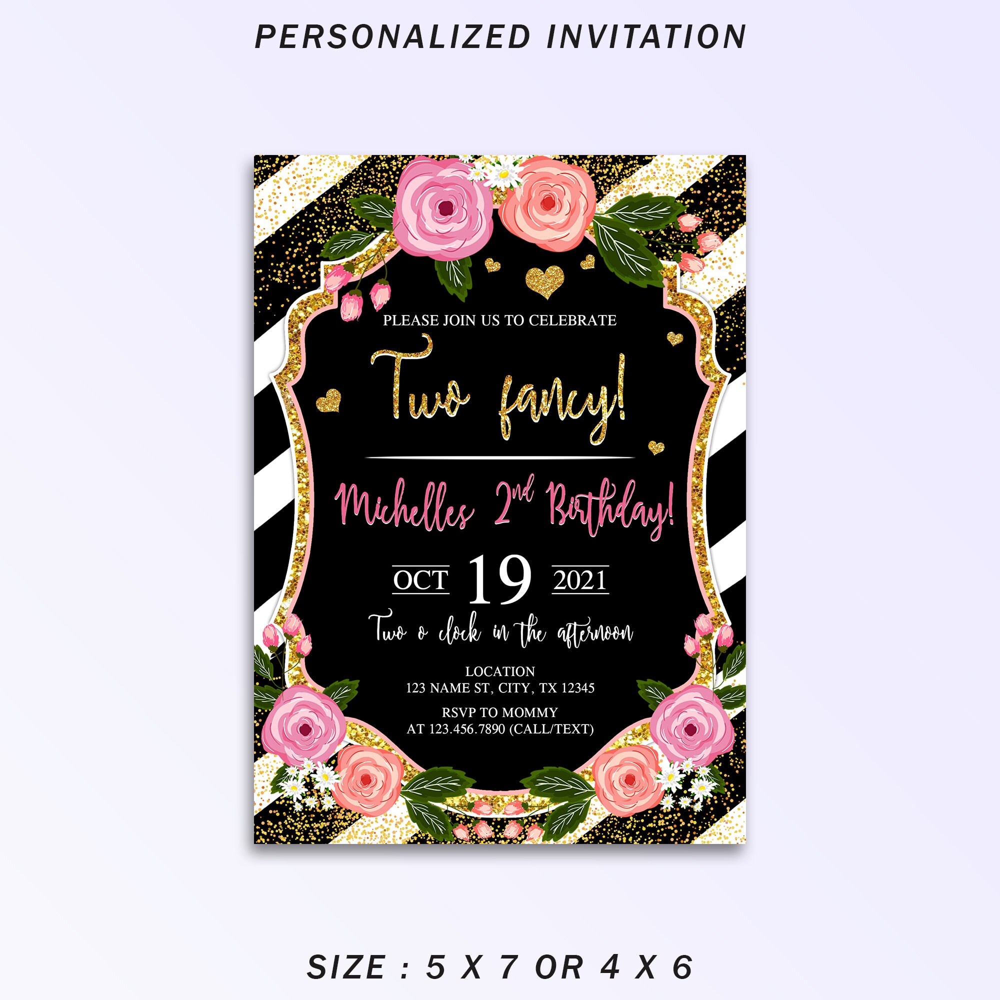 Two Fancy Birthday Invitation Two Fancy Invitation 2nd Etsy