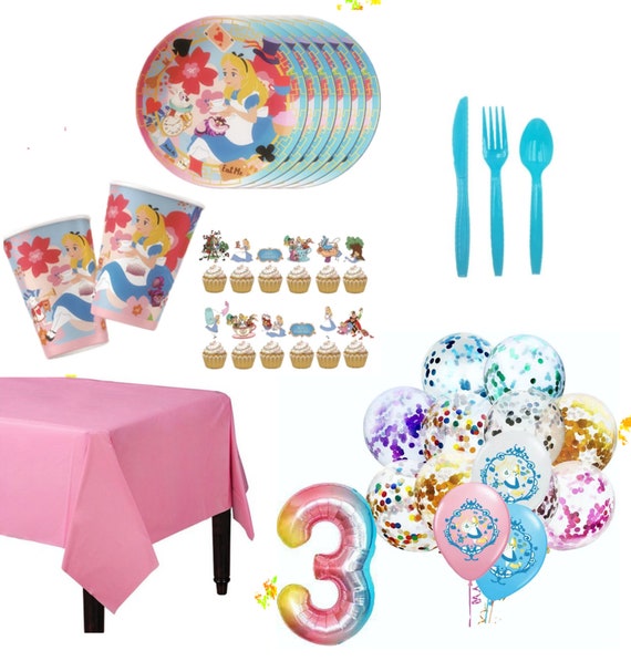 Alice in Wonderland Birthday Party Supplies Decorations Cake Topper  Balloons Favors Backdrop Banner Decor