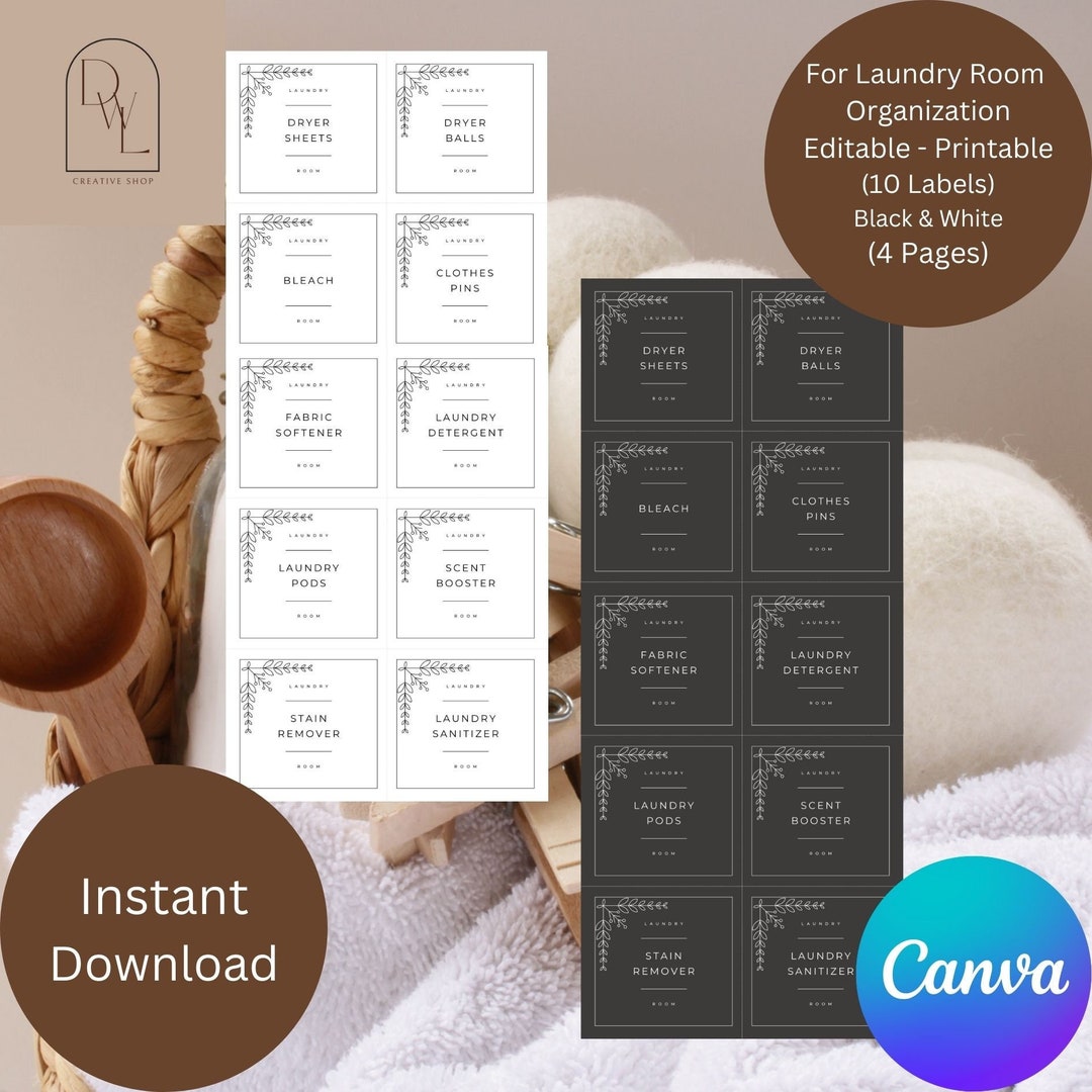 For Laundry Room Organization Laundry Labels Black White Laundry Room