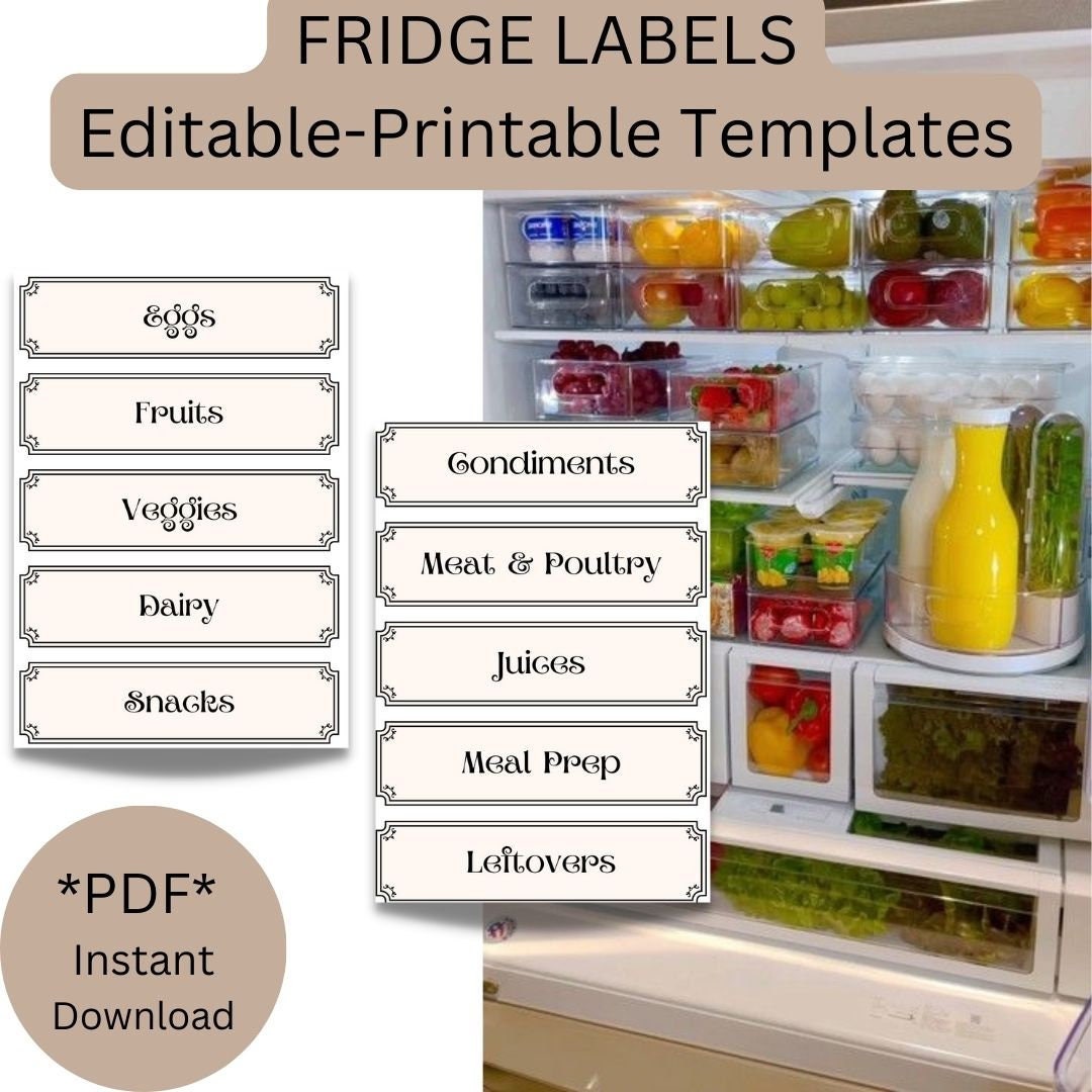 Minimalistic Fridge Storage Labels for Kitchen and Pantry Organization