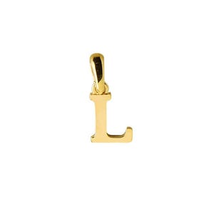 Pingente inicial minimalista em ouro maciço 14K para mulheres | Pingentes iniciais pequenos em ouro verdadeiro | Pingente com letra L para presentear mães